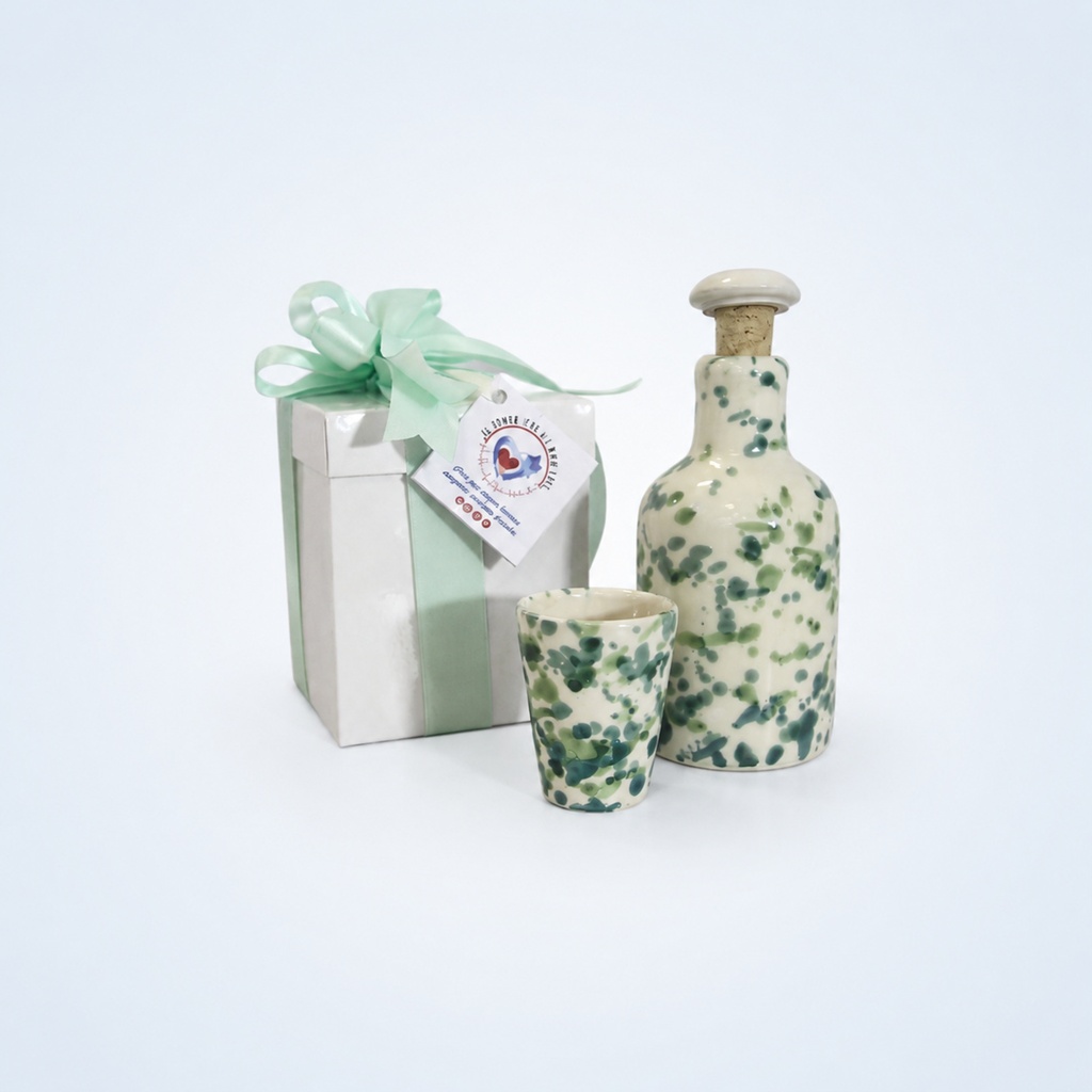 BOMBONIERA SET BOTTIGLIA IN CERAMICA